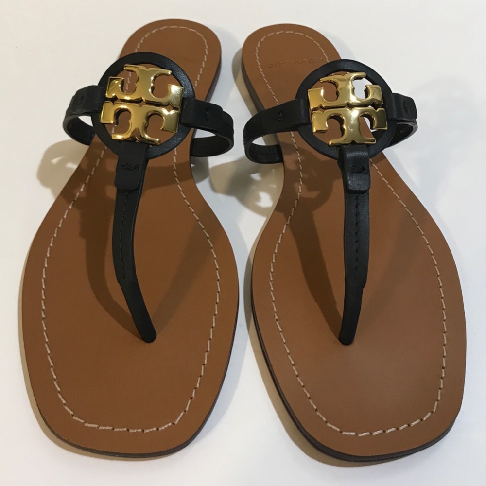 NIB Tory Burch Mini Miller Leather Thong - Perfect Black, Size 8 - Picture 3 of 11